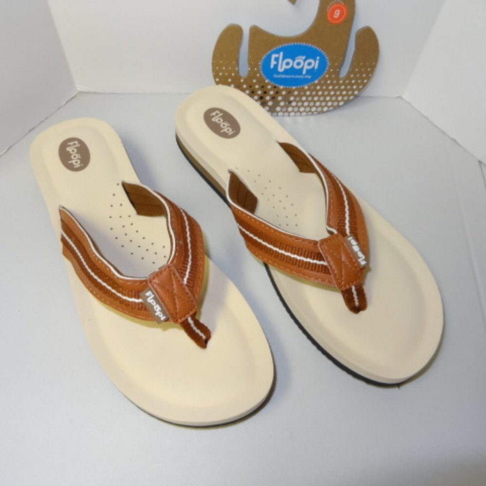 Floppi Tan/Brown Summer Flip Flop Style 520, NWT